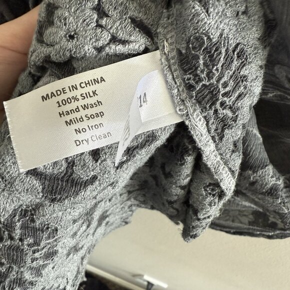 Gretty Zueger Silk Top Tunic Small Embroidered Boho Fairy Sheer Gray Artsy - Picture 7 of 9